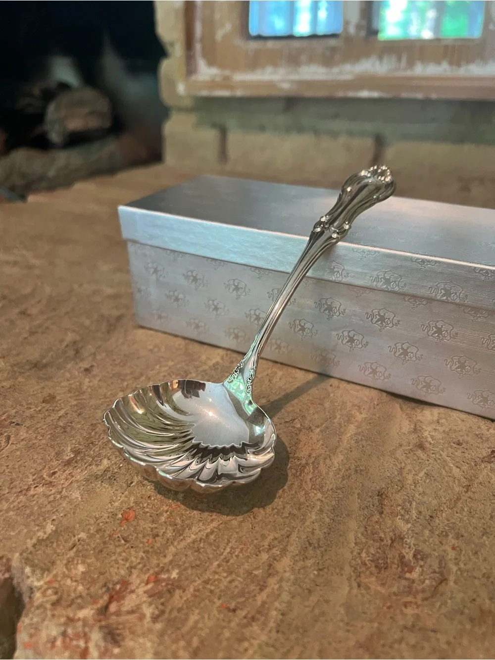 Joan of Arc Sterling Silver Gravy Ladle- International Silver. new in box.